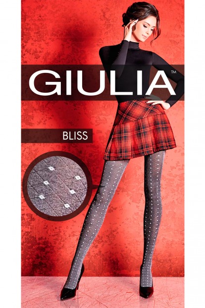 Теплые хлопковые женские колготки с узором ромб Giulia BLISS 02 - фото 1
