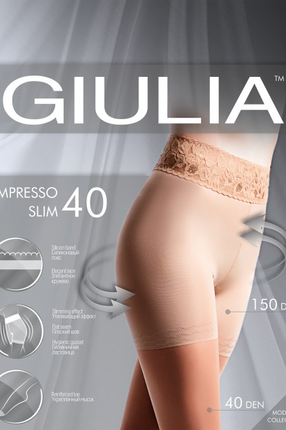Утягивающие колготки с кружевным поясом 40 den Giulia IMPRESSO SLIM - фото 1
