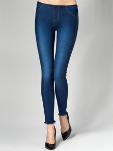 Женские джинсовые легинсы из хлопка с бахромой
