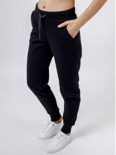 Женские черные штаны джоггеры в спортивном стиле с манжетами