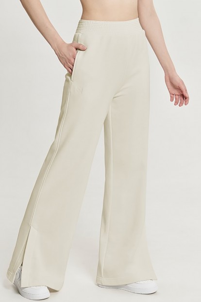 Женские брюки из футера прямого кроя с разрезами в нижней части, с прорезными боковыми карманами Oxouno Oxo 2023-649 palazzo - фото 1