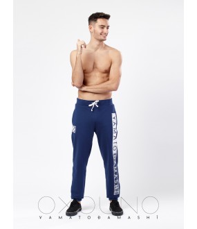 Домашние спортивные мужские брюки из хлопка синие