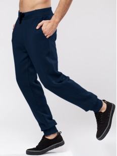 Синие мужские штаны джоггеры из хлопка с манжетами в спортивном стиле