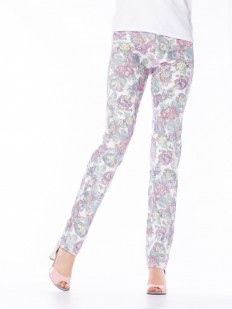 Цветные летние брюки леггинсы с цветочным принтом