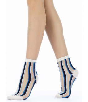 Оригинальные прозрачные женские носки в цветную полоску