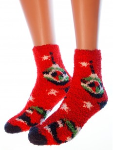 Махровые новогодние женские носки с елочными игрушками