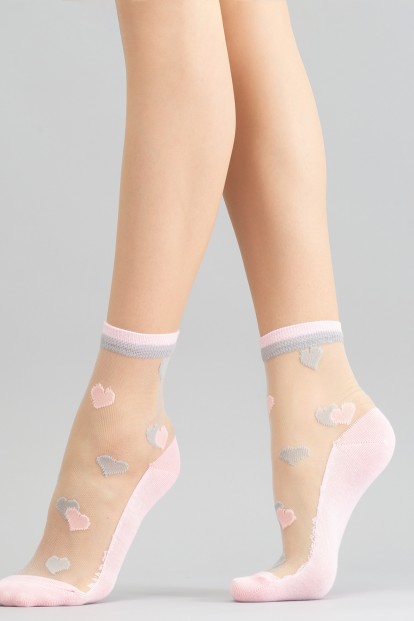 Прозрачные женские носки с цветными сердечками Giulia WS2 CRYSTAL 066 - фото 1