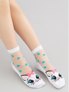 Фантазийные детские носки с котятами и рисунком в цветной горошек
