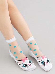 Фантазийные детские носки с котятами и рисунком в цветной горошек