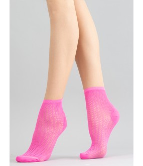 Неоновые женские носки с просветным узором