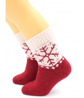 Теплые детские носки из шерсти ангоры со снежинкой