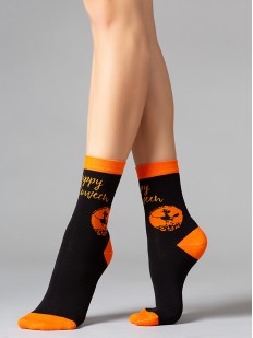 Высокие женские носки на Хэллоуин с тематическим принтом