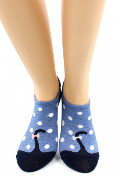 Короткие женские хлопковые носки в горошек с принтом HOBBY LINE 16-15-34 - фото 1