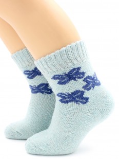 Теплые детские носки из шерсти ангоры с рисунком бабочки