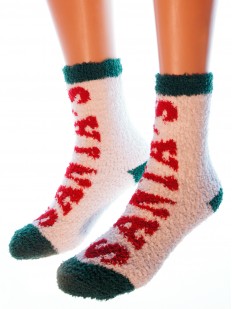 Новогодние махровые женские носки с надписью SANTA