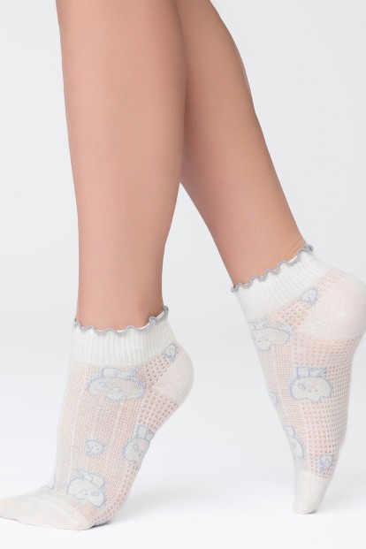 Женские хлопковые короткие носки с ажурным узором Giulia Ws2 wave 01 - фото 1