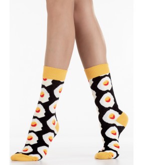 Модные носки унисекс с ярким принтом в виде яичницы