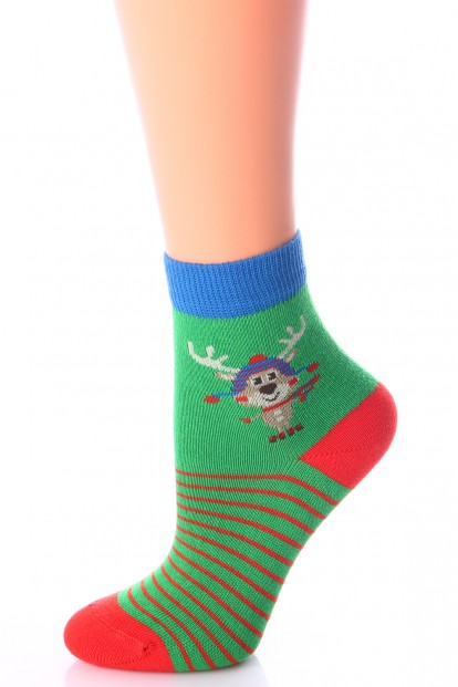 Детские новогодние хлопковые носки в полоску с оленем Giulia KSL NEW YEAR 01 - фото 1