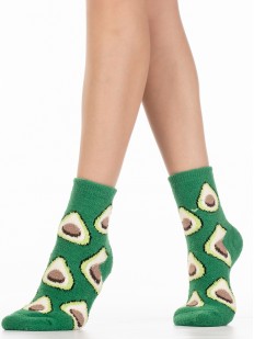 Махровые зеленые женские носки с дольками авокадо