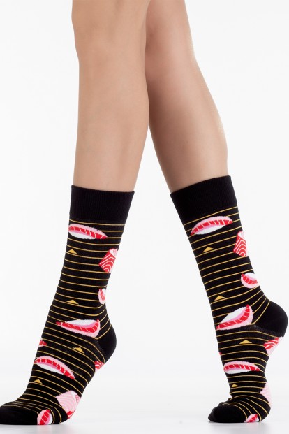 Полосатые хлопковые носки унисекс с суши HOBBY LINE 80128-07-01 - фото 1