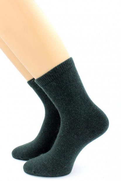 Теплые женские однотонные высокие носки с ангорой HOBBY LINE 6199 - фото 1
