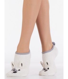 Махровые короткие женские носки с собачкой и хвостиком
