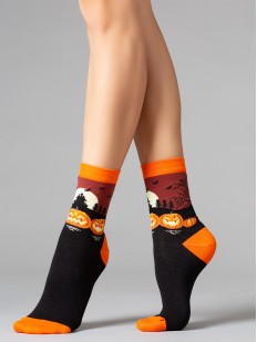 Женские носки на Хэллоуин с принтом тыквы