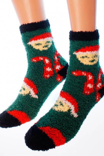 Махровые высокие женские новогодние носки HOBBY LINE 058-2 - фото 1