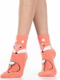 Персиковые женские носки с лисичками