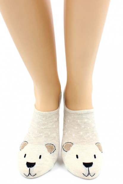 Короткие женские хлопковые носки с принтом мишки HOBBY LINE 17-21 - фото 1