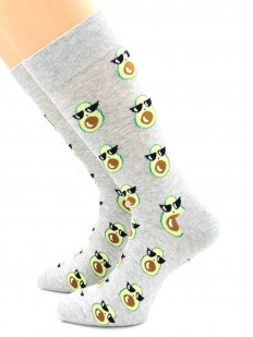 Высокие серые носки с рисунком стильных авокадо