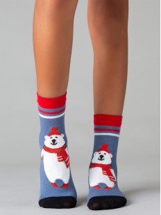 Новогодние детские носки с полярным мишкой