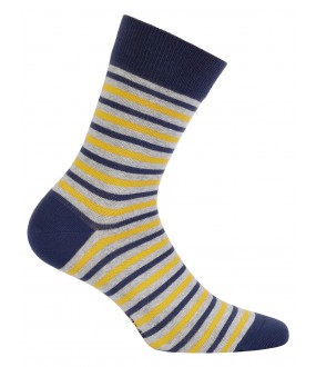 Высокие хлопковые мужские носки в полоску желтые