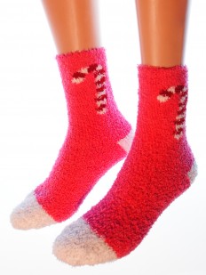 Высокие махровые женские носки с рождественскими леденцами