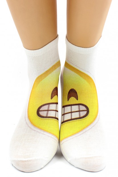 Женские хлопковые носки со смайликом Hobby Line 520 - фото 1