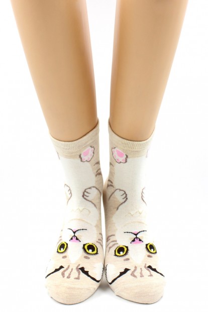 Модные хлопковые женские носки с котиками HOBBY LINE 409-1 - фото 1