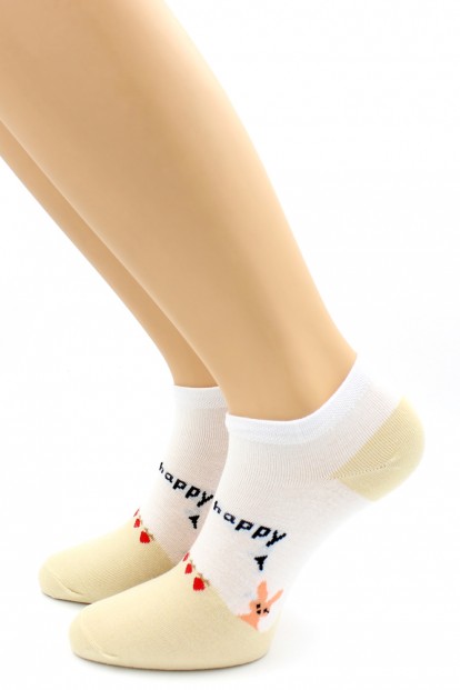 Укороченные хлопковые женские носки с зайкой HOBBY LINE 512-14 - фото 1