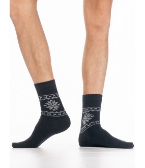 Теплые мужские носки с шерстью ангоры и снежинками