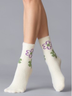 Женские теплые акриловые носки с цветочным рисунком