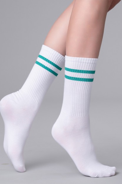 Женские белые хлопковые носки-полугольфы с широкой резинкой Giulia Ws4 trendy 05 - фото 1