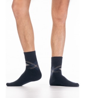 Теплые мужские носки с ангорой и геометрическим принтом