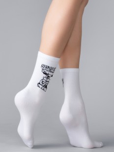 Белые носки унисекс с надписями