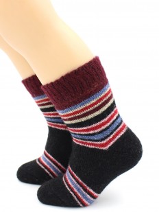 Теплые детские носки из шерсти ангоры с рисунком в полоску
