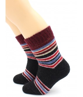 Теплые детские носки из шерсти ангоры с рисунком в полоску