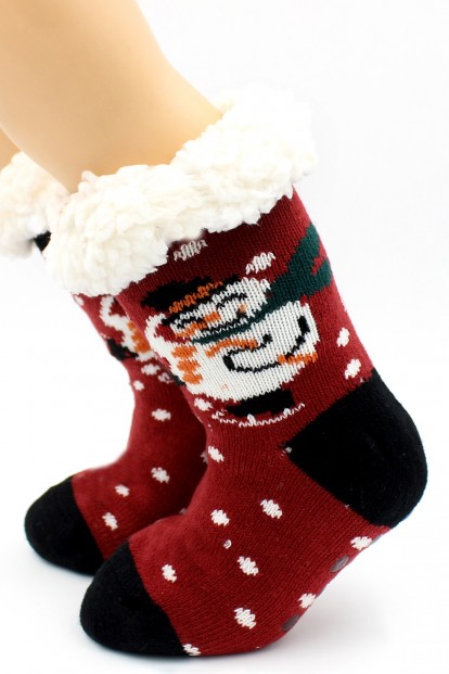 Теплые детские новогодние носки с мехом HOBBY LINE 30769-1 - фото 1