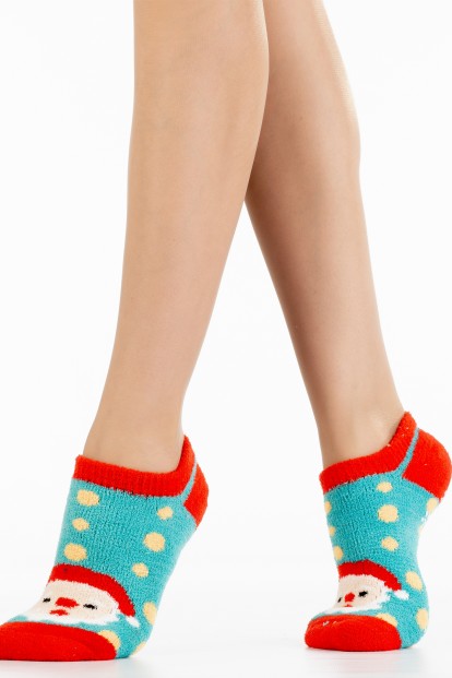 Короткие новогодние женские носки с Дед Морозом HOBBY LINE 2016 - фото 1