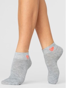 Женские хлопковые низкие носки с рисунком сердечки