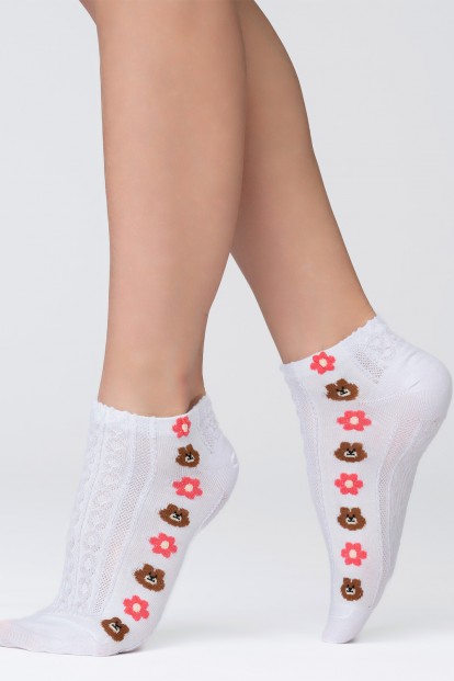 Женские цветные носки из хлопка с рельефным рисунком Giulia Ws2 flowers - фото 1