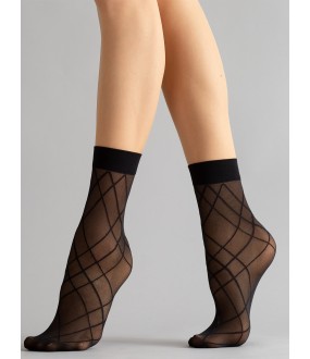 Капроновые фантазийные женские носки с геометрическим рисунком в полоску