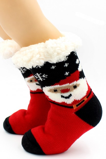Теплые детские новогодние носки с мехом HOBBY LINE 30769 - фото 1